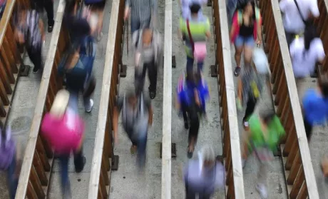 lines of people moving fast